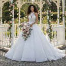 Nila Pearl Bead Embellished Crisscross Halter Full Detachable Skirt Gown