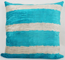 Handmade Teal & White Ikat Silk/Velvet Pillowcase 24"x24"