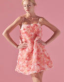 Paisley Pink Floral Appliqué Sleeveless Mini Dress