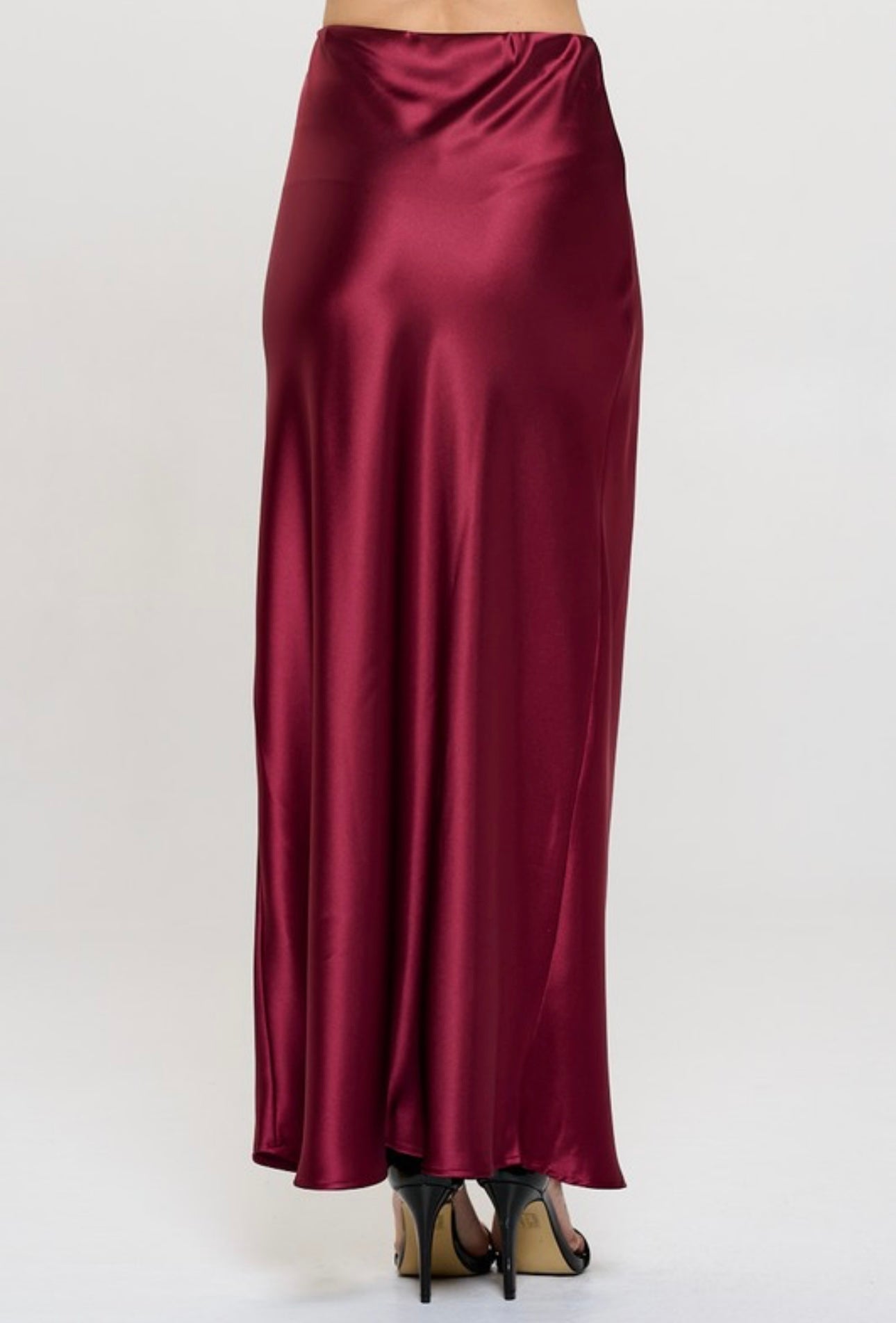 Lila Burgundy Satin Maxi Skirt