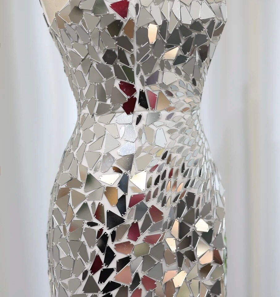 Siya Silver Mirror Sleeveless Mini Dress 14 / Silver Siya Silver Mirror Sleeveless Mini Dress 14 / Silver