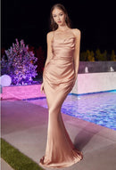 Nella Satin Backless Floor Draped Maxi Dress