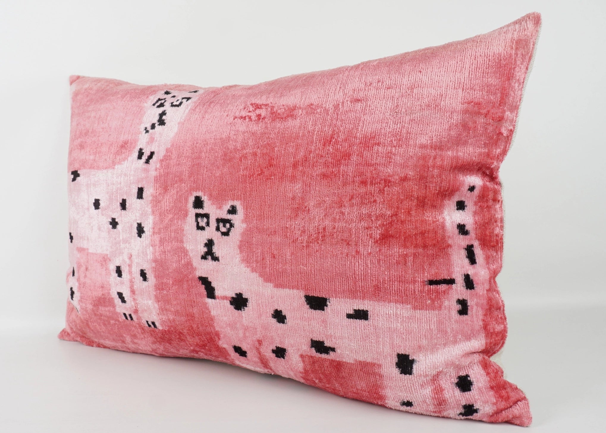 Lawrence & Pablo Cats - Ikat Silk/Velvet Pillowcase 16x24”