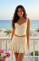 Charli Corset and 3D Rose Appliqué Mini Skirt Set