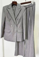 Liella Gray Rhinestone Pinstripe Blazer and Pant Set