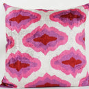 Handmade Pink, Purple, White Ikat Silk/Velvet Pillowcase 24"x24"