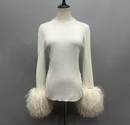 Kennedy Knit Sweater with Detachable Mongolian Fur Cuffs