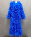 Dira Long Fluffy Feather Coat