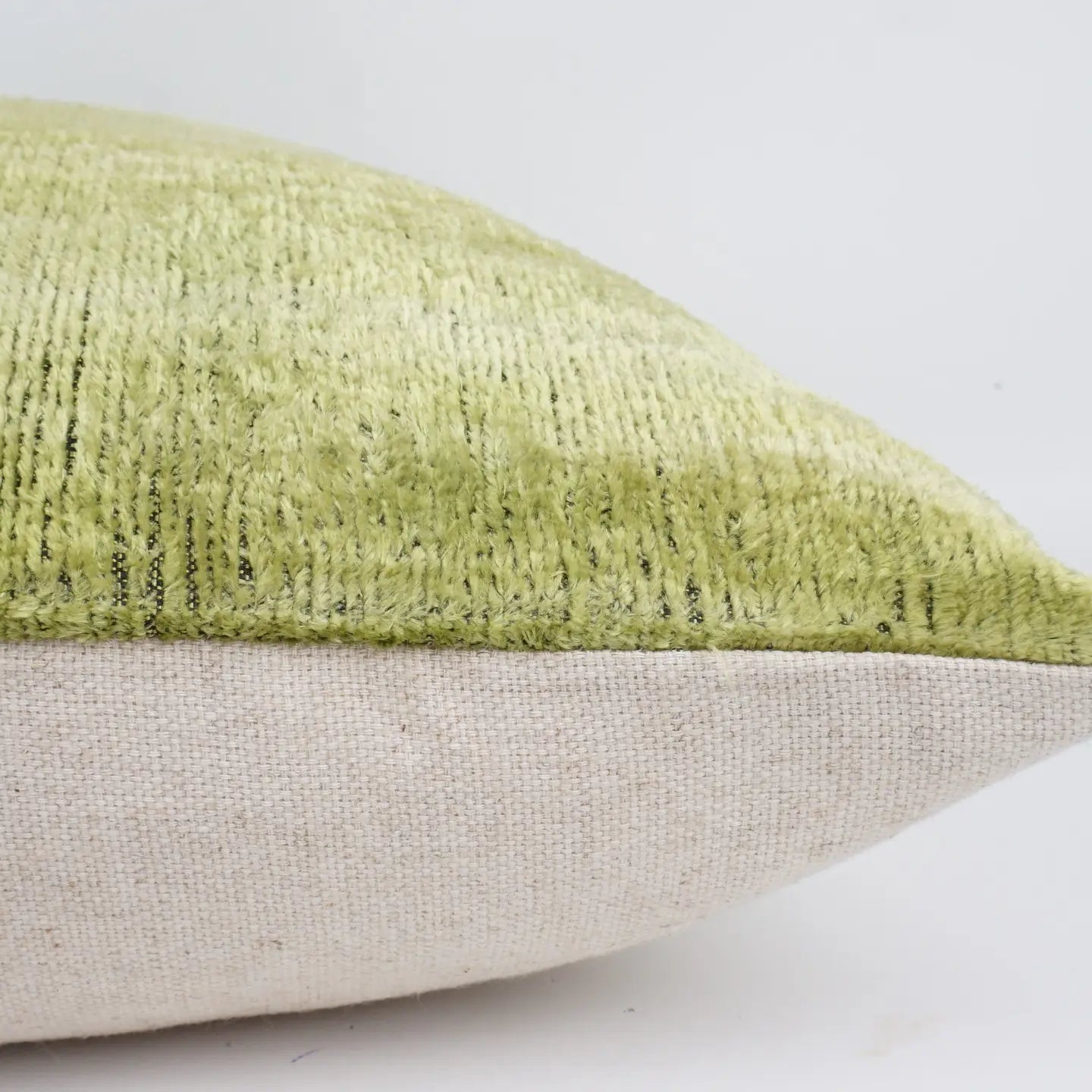 Sage/Whi̇te- Ikat Silk/Velvet Pillowcase 20x20"