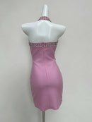 Anaka Pink Sleeveless Crystal Embellished Mini Dress