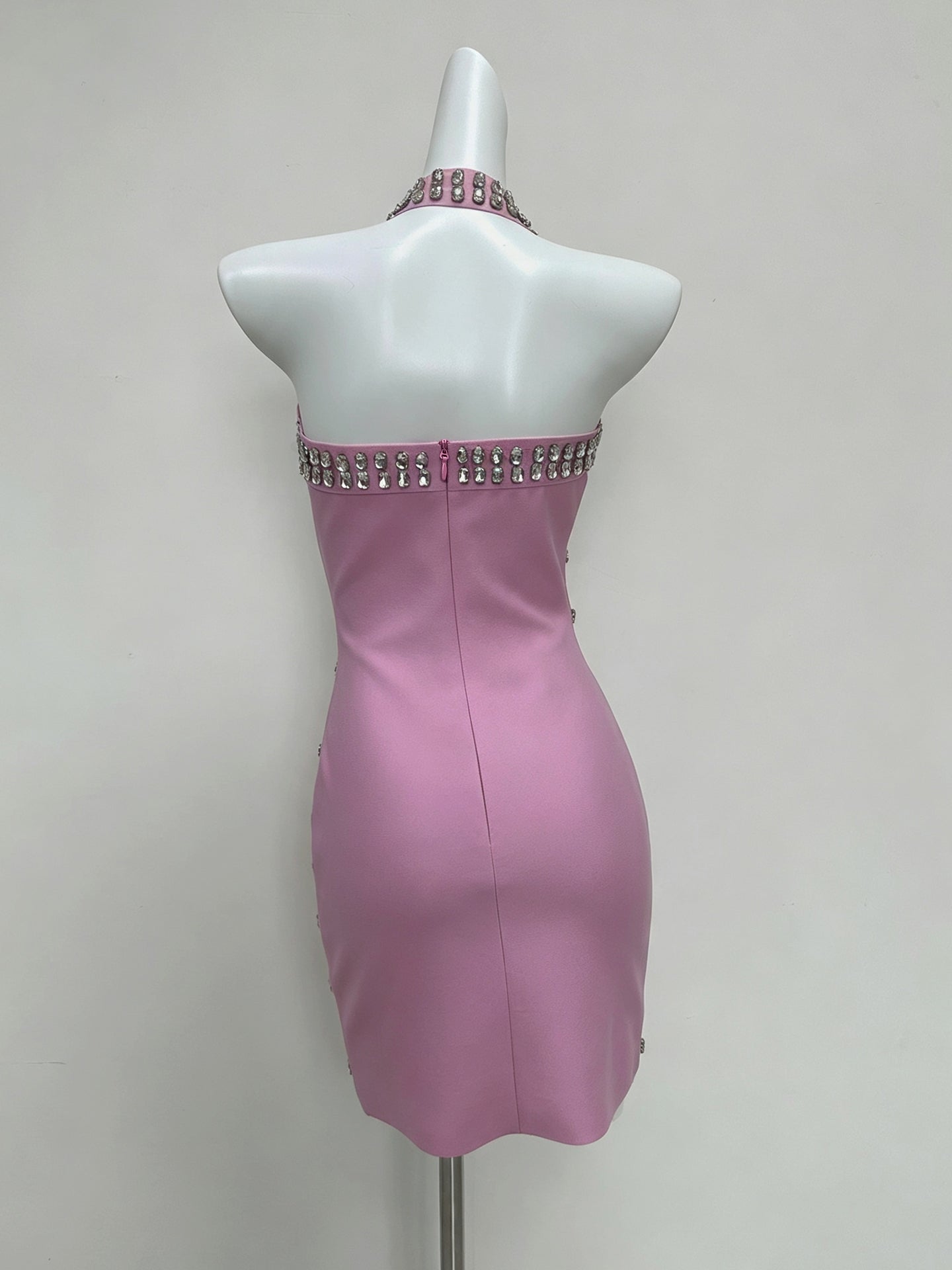 Anaka Pink Sleeveless Crystal Embellished Mini Dress