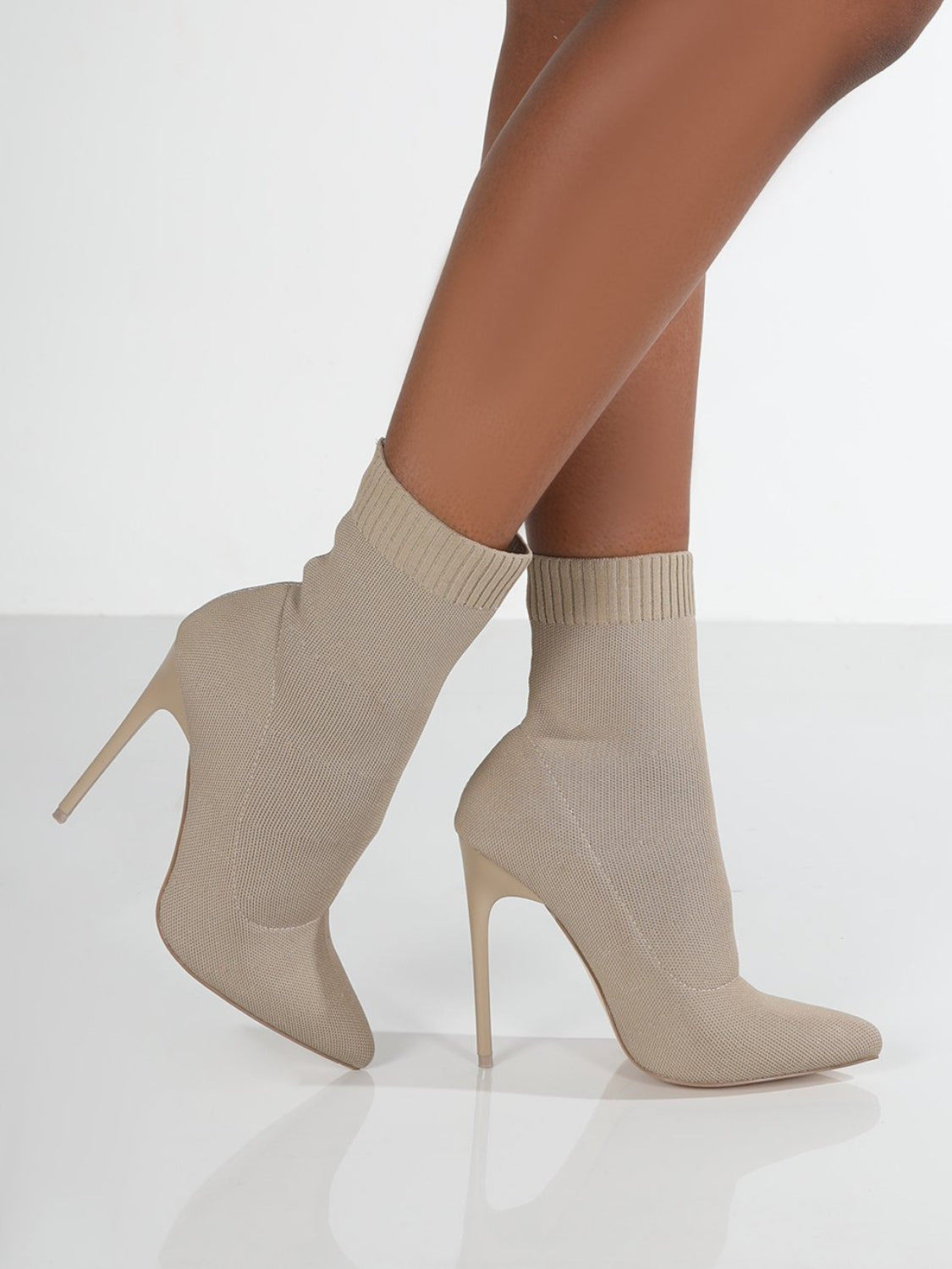 Sock Pointed Toe Stiletto Booties