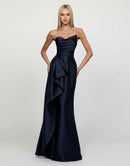 Layton Strapless Navy Pointed Bodice Gathered Draped Gown