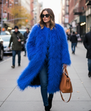Dira Long Fluffy Feather Coat
