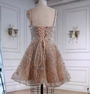 Daisha Pearl Beaded A Line Mini Dress