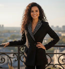 Monica Rhinestone Bead Lapel Blazer