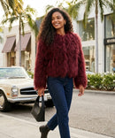 Belina Mongolian Fur Waist Length Coat (No Collar)