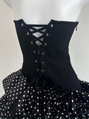 Mallory Black Strapless Corset White Polka Dot Ruffled Asymmetrical Mini Dress