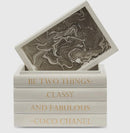 White Leather Bound Box with Chanel Quote