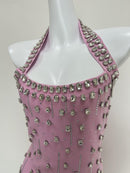 Anaka Pink Sleeveless Crystal Embellished Mini Dress