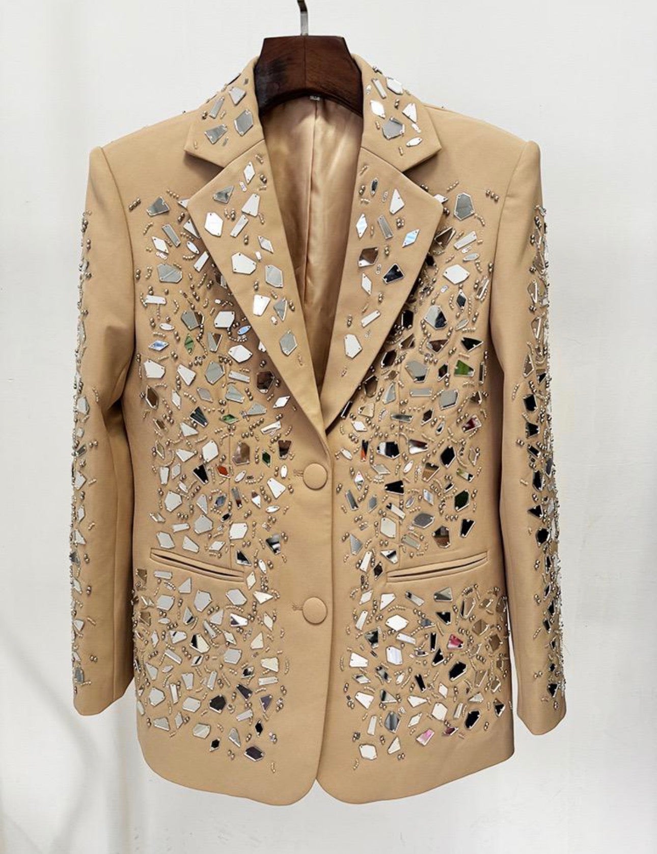 Thora Mirror Embellished Blazer and Short Set