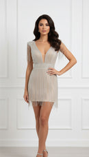 Quinn Rhinestone Beaded Fringe Mini Dress