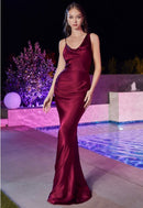 Leia Satin Drapes Backless Maxi Dress