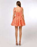 Blake 3D Floral A Line Mini Dress with Detachable Mesh Straps and Shoulder Overlay