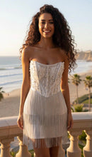 Layton Rhinestone Fringe and Pearl Embellished Mini Dress