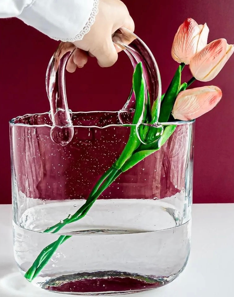 Handbag Glass Flower Vase