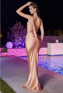 Leia Satin Drapes Backless Maxi Dress