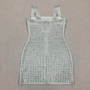 Aniah Silver Gray Crystal Embellished Sleeveless Mini Dress