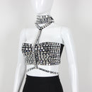 Ines Rhinestone Crystal Halter Crop Top