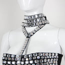 Ines Rhinestone Crystal Halter Crop Top