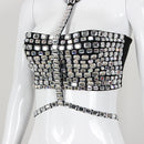 Ines Rhinestone Crystal Halter Crop Top