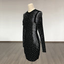 Kyla Black Long Sleeve Rhinestone Mini Dress