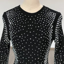 Kyla Black Long Sleeve Rhinestone Mini Dress