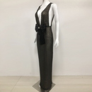 Miley Black & Nude Deep V Sequin Print Velvet Bow Front Maxi Dress
