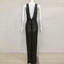 Miley Black & Nude Deep V Sequin Print Velvet Bow Front Maxi Dress