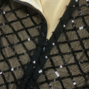Miley Black & Nude Deep V Sequin Print Velvet Bow Front Maxi Dress