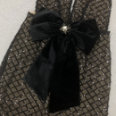 Miley Black & Nude Deep V Sequin Print Velvet Bow Front Maxi Dress