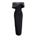 Rosabel Black Off Shoulder Crystal Detail Bandage Maxi Dress