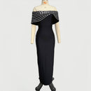 Rosabel Black Off Shoulder Crystal Detail Bandage Maxi Dress