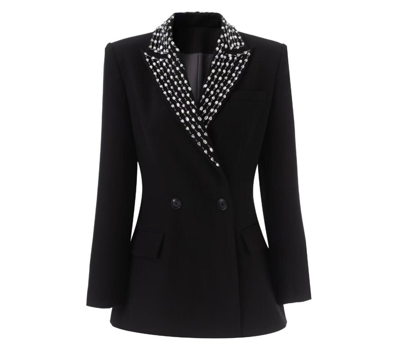 Monica Rhinestone Bead Lapel Blazer