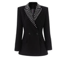 Monica Rhinestone Bead Lapel Blazer