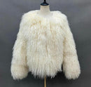 Belina Mongolian Fur Waist Length Coat (No Collar)