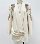 Davi Sequin Pattern Embellished Asymmetrical Front Blazer Dress