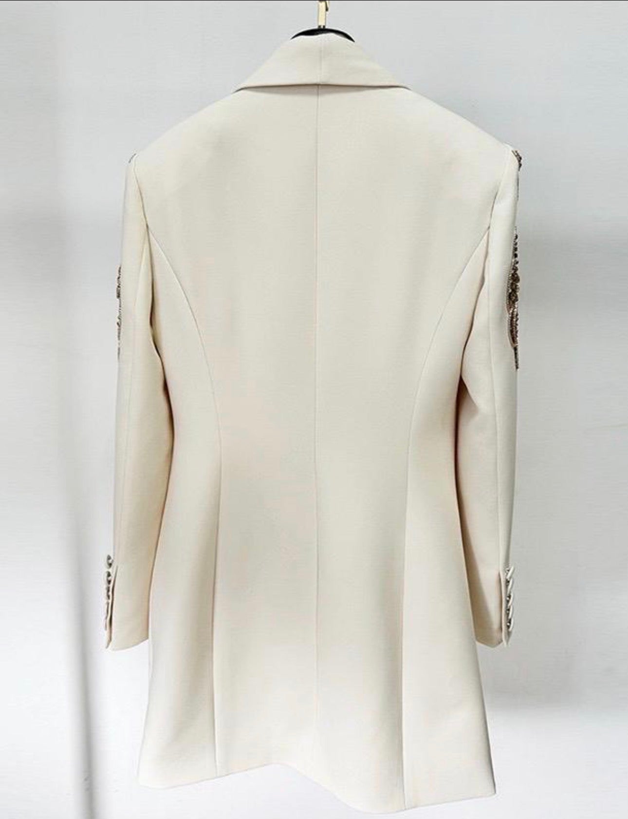 Davi Sequin Pattern Embellished Asymmetrical Front Blazer Dress