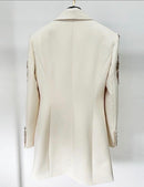Davi Sequin Pattern Embellished Asymmetrical Front Blazer Dress