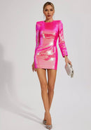 Ansley Long Sleeve Sequin Back Zipper Mini Dress